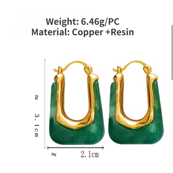 Anthropologie Gold and Green Statement Earrings - Picture 4 of 13